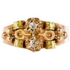 French 19th Century 3 Colors Golds You and Me Ring