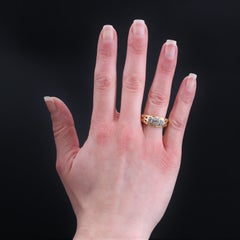 French 19th Century 3 Diamonds 18 Karat Yellow Gold Bangle Ring