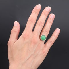French 19th Century 4 Carat Jade Diamonds 18 Karat Yellow Gold Ring