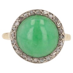 French 19th Century 4 Carat Jade Diamonds 18 Karat Yellow Gold Ring