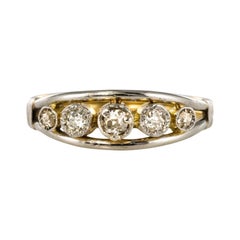 French 19th Century 5 Diamonds 18 Karat Gold Garter Ring