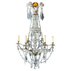 20th Century Edwardian 6 Arm Brass Chandelier