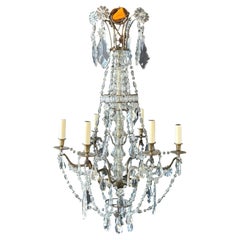 French 19th Century 6 Arm Brass Chandelier