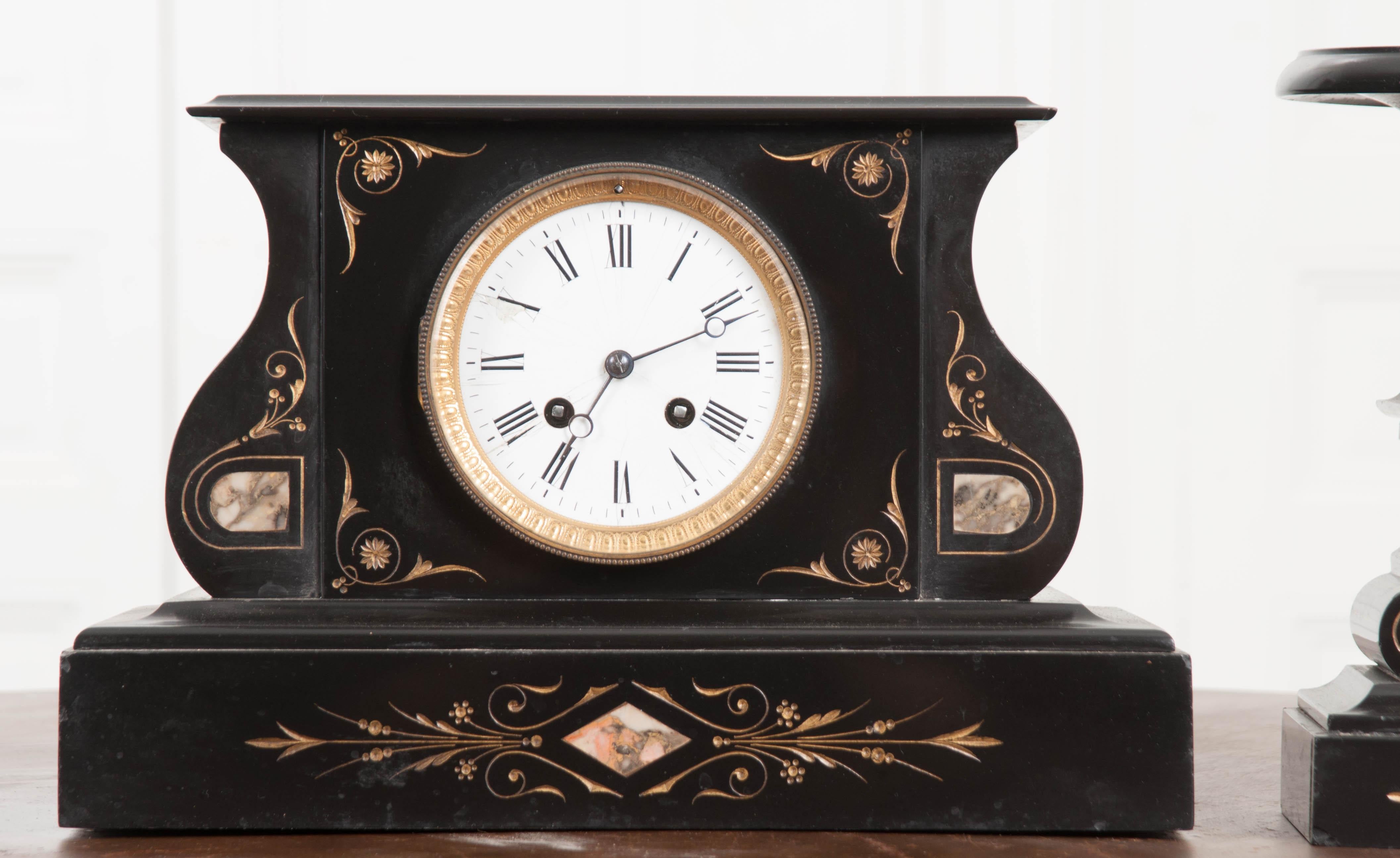 French 19th Century Aesthetic Movement Three-Piece Clock Garniture 2