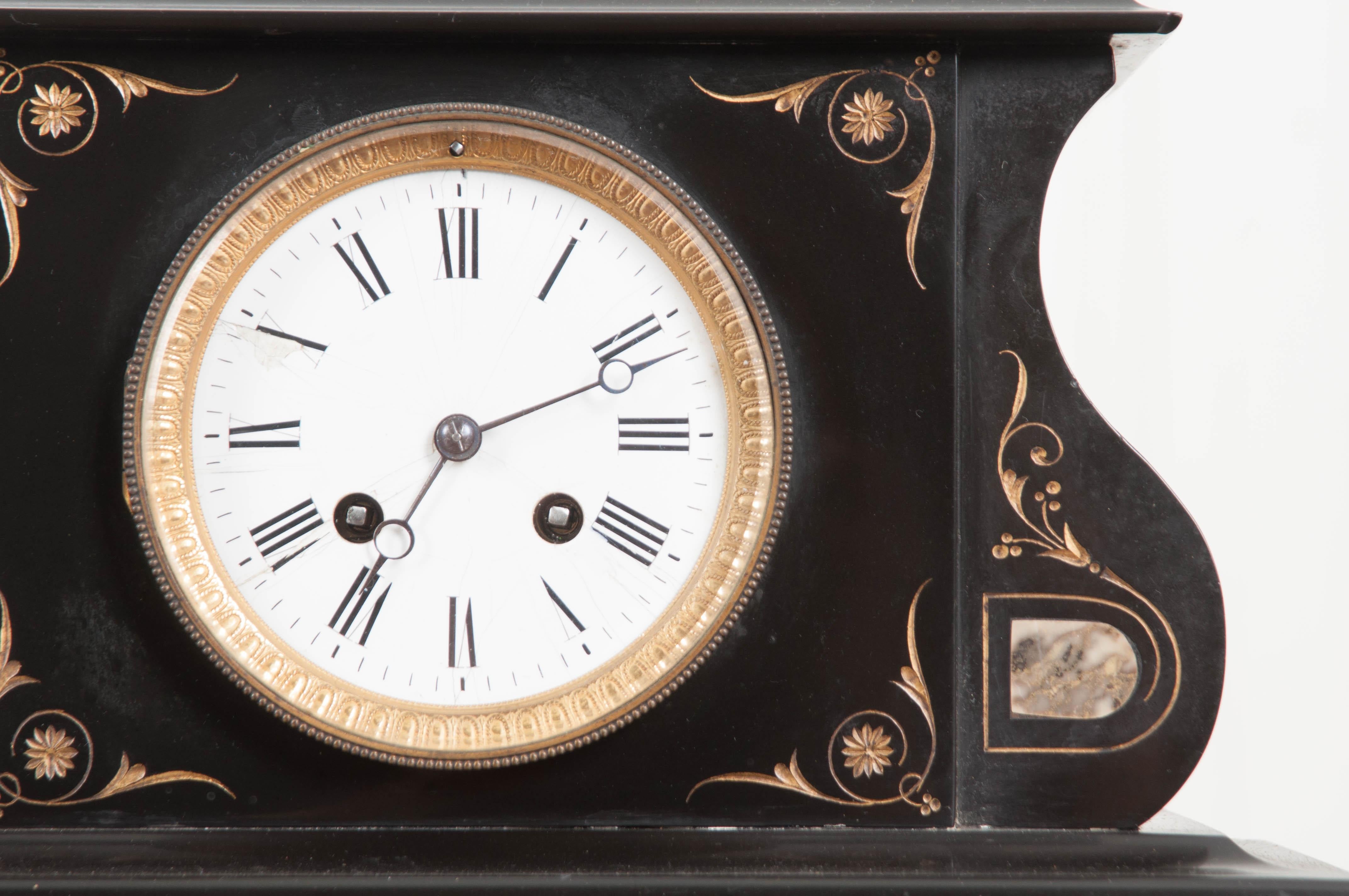 French 19th Century Aesthetic Movement Three-Piece Clock Garniture 3