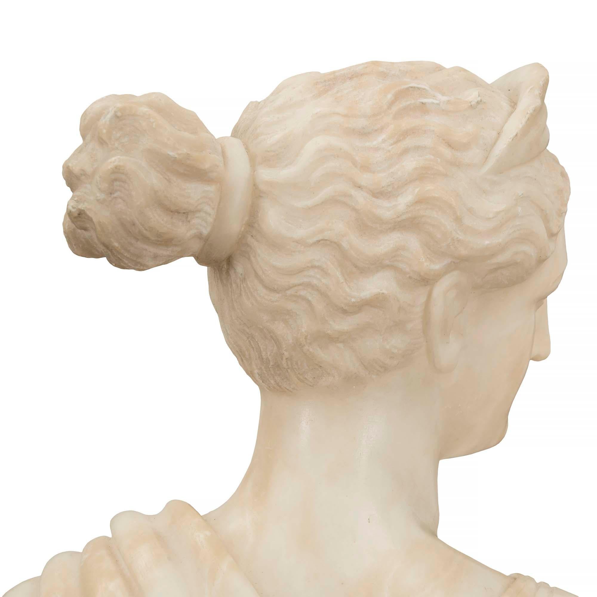 French 19th Century Alabaster Bust of Diana the Huntress For Sale 2
