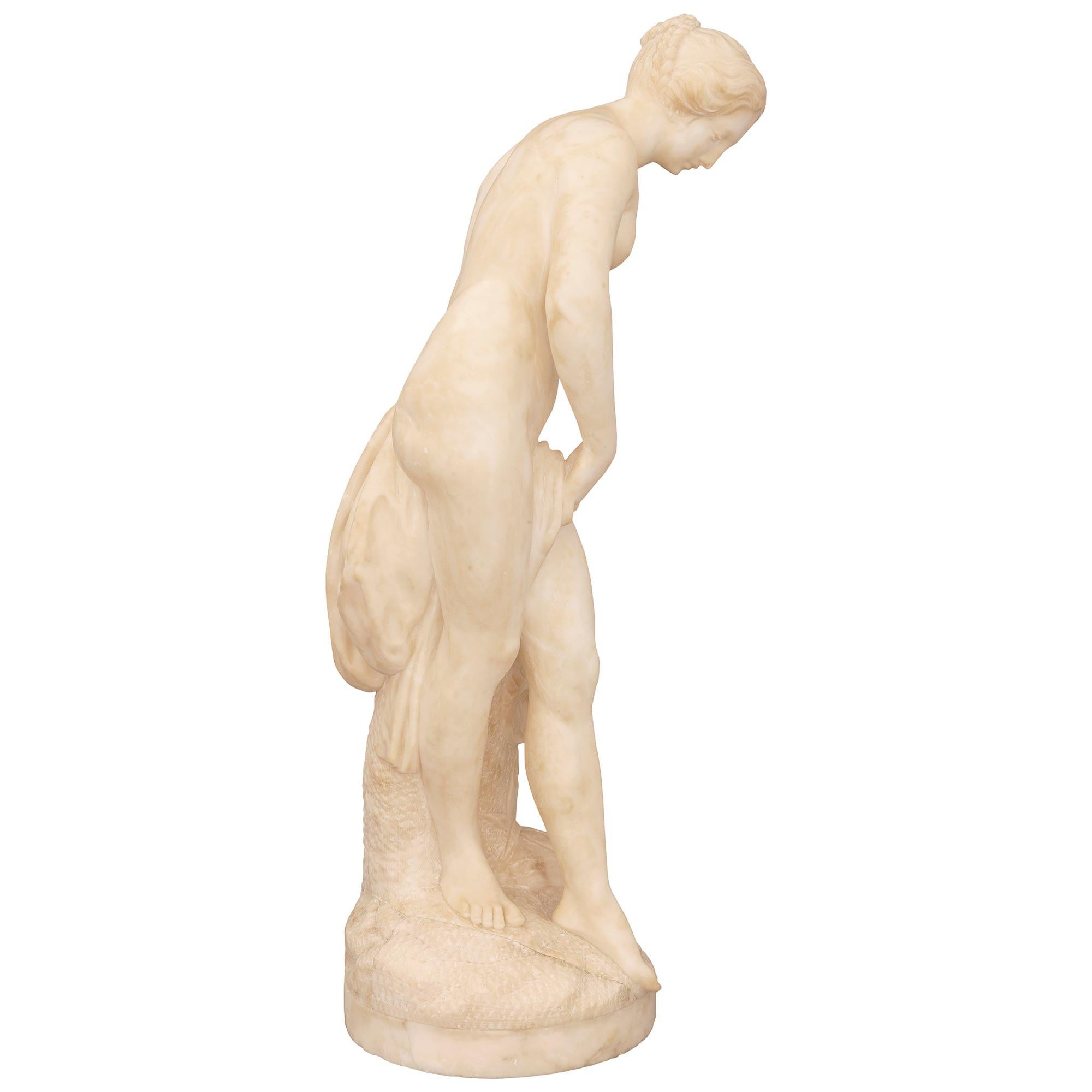 Marble French 19th Century Alabaster Statue of 'La Baigneuse