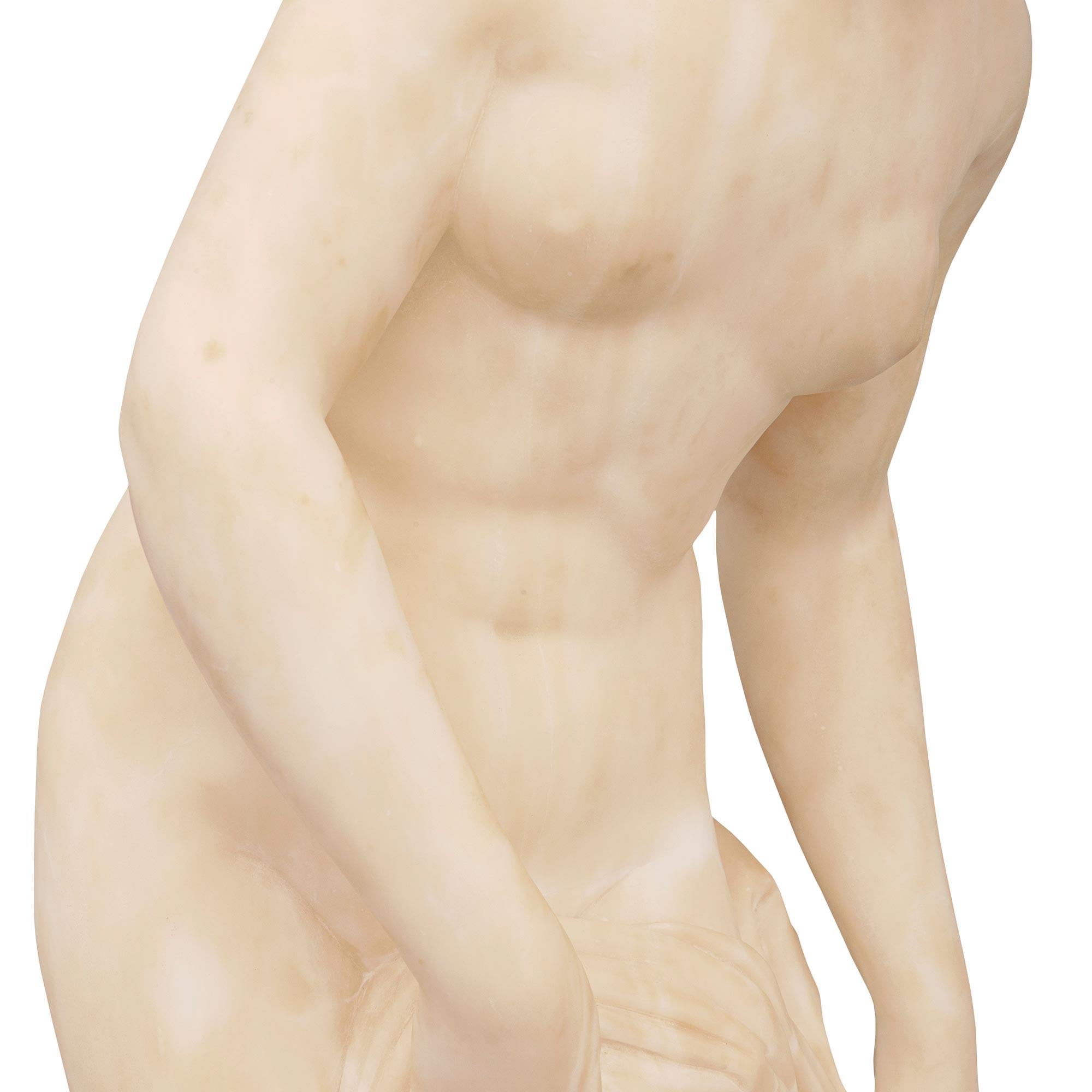 French 19th Century Alabaster Statue of 'La Baigneuse