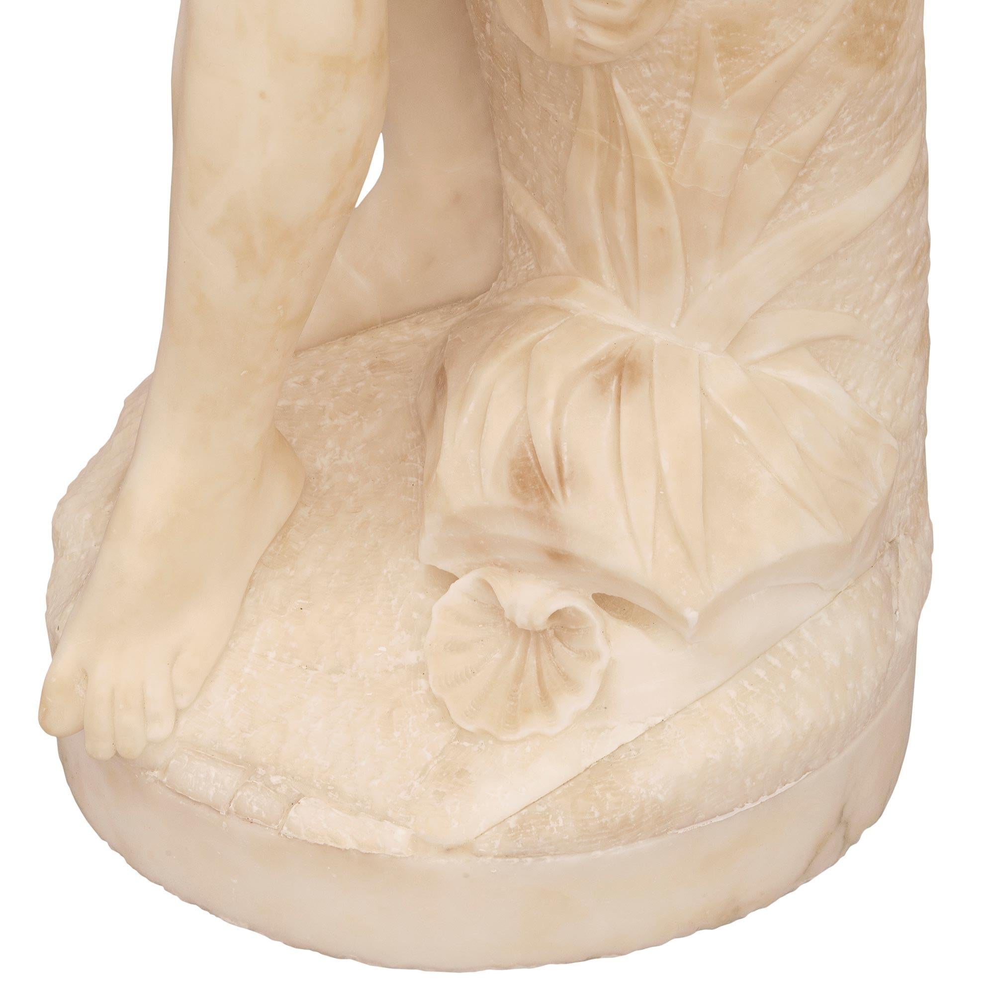 French 19th Century Alabaster Statue of 'La Baigneuse