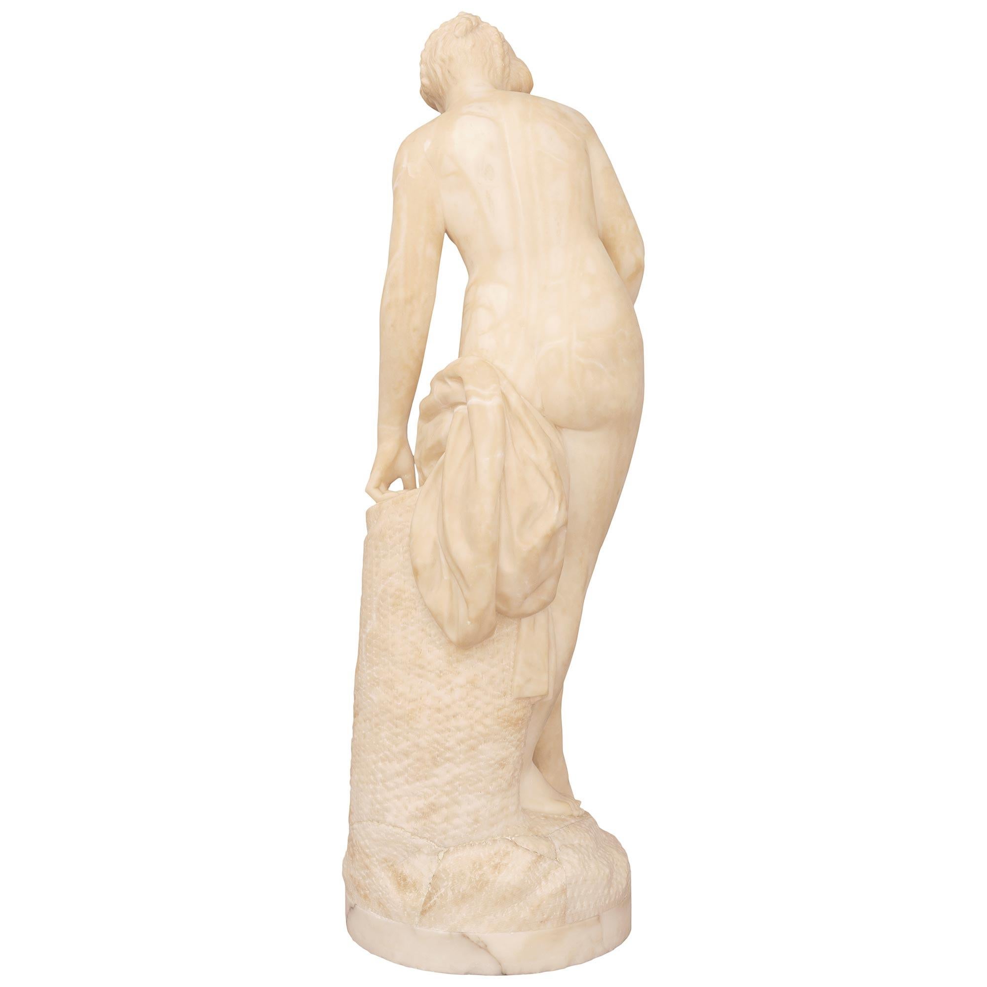 French 19th Century Alabaster Statue of 'La Baigneuse