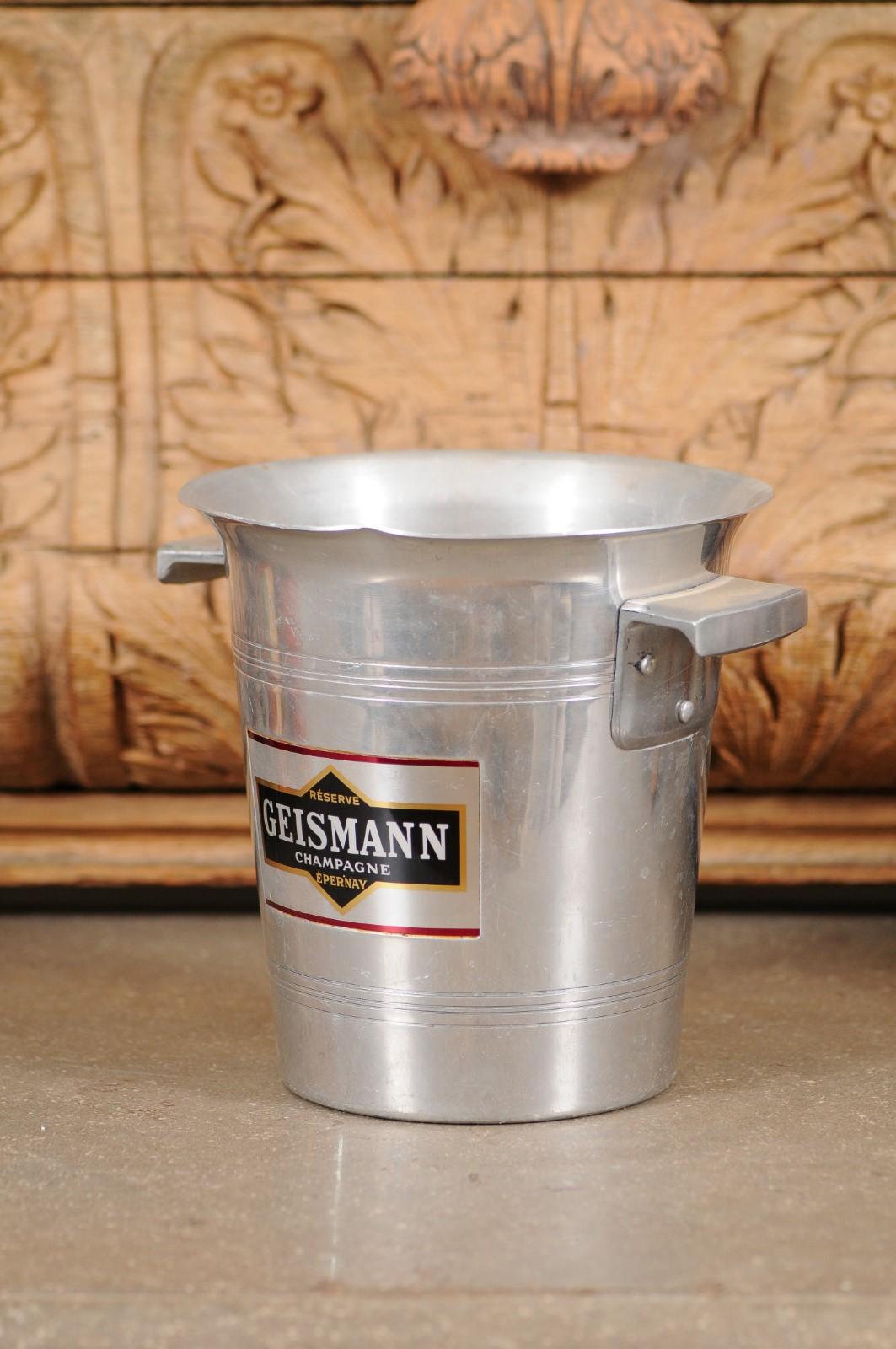 French 19th Century Aluminum Champagne Bucket with Geismann Epernay Label For Sale 9