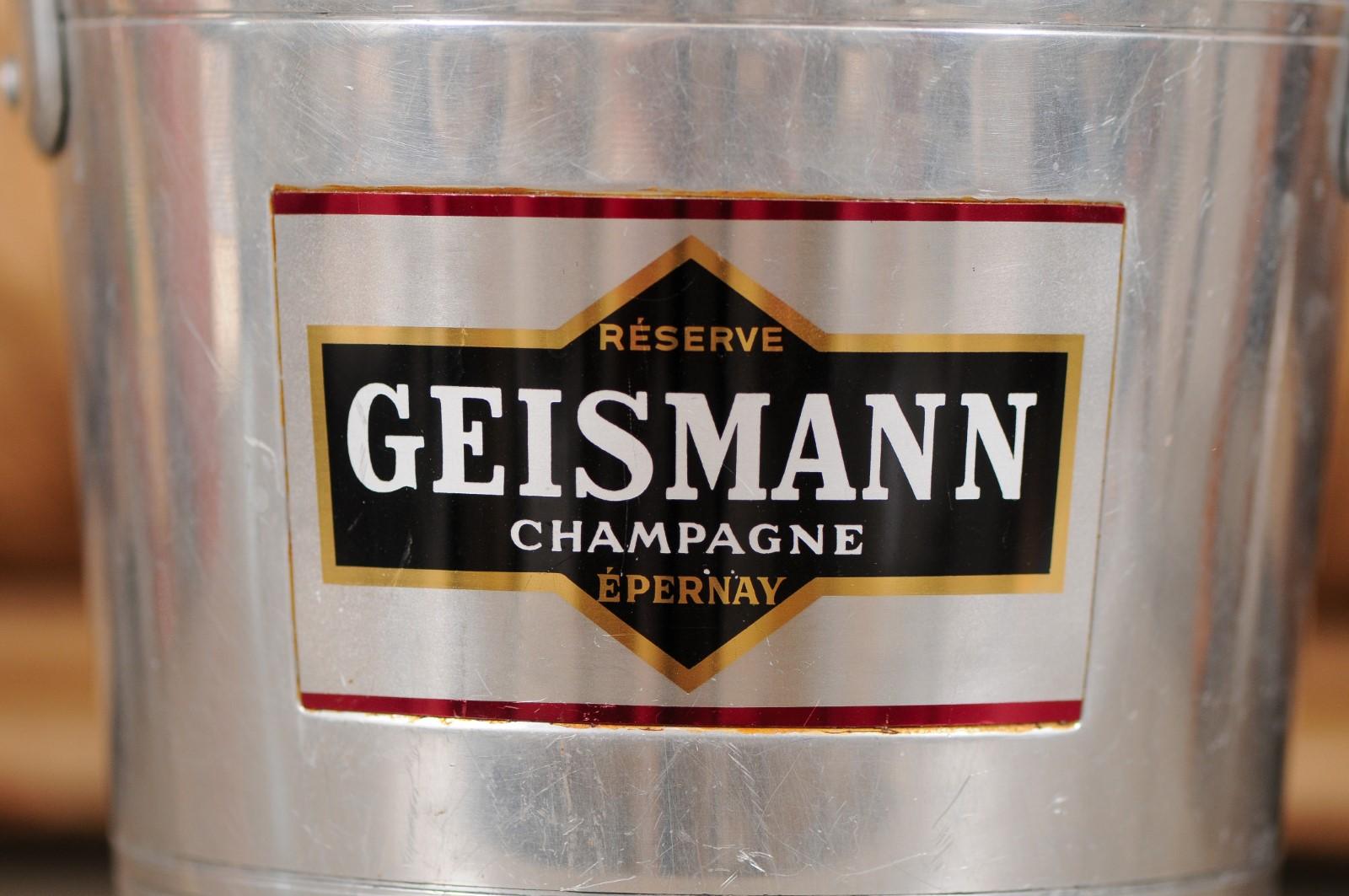 Seau à champagne français en aluminium du 19ème siècle avec étiquette Epernay de Geismann en vente 10