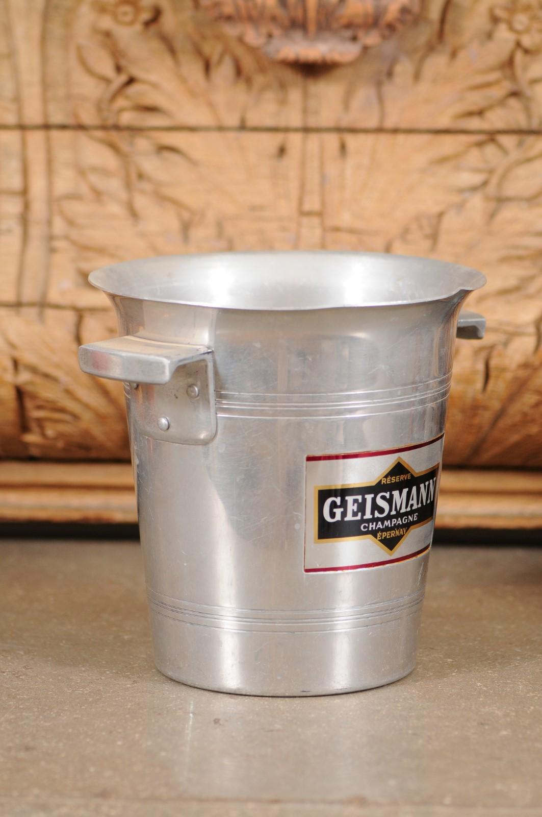 French 19th Century Aluminum Champagne Bucket with Geismann Epernay Label For Sale 3