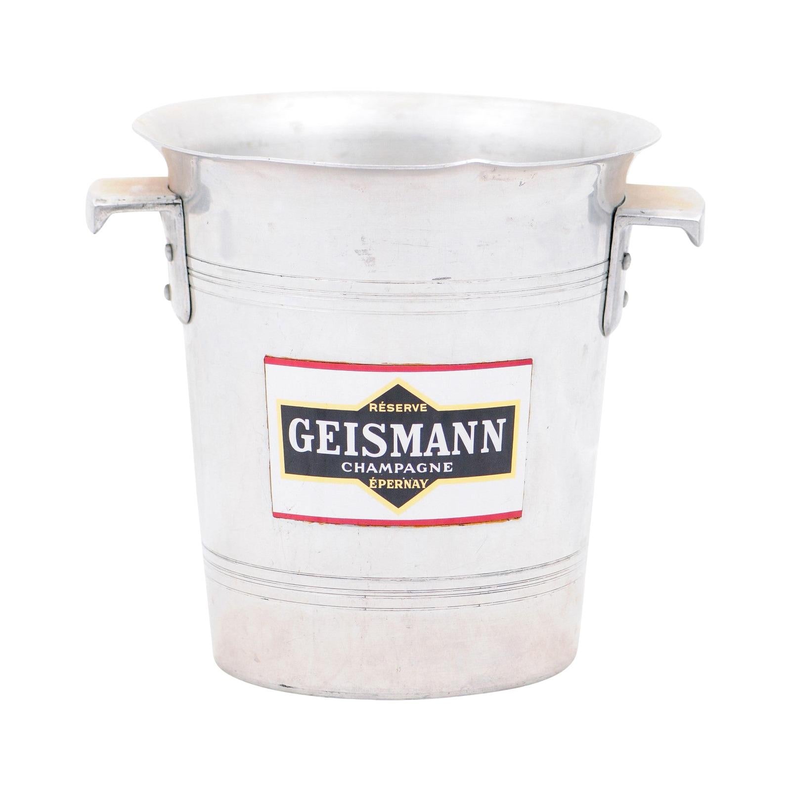 French 19th Century Aluminum Champagne Bucket with Geismann Epernay Label For Sale