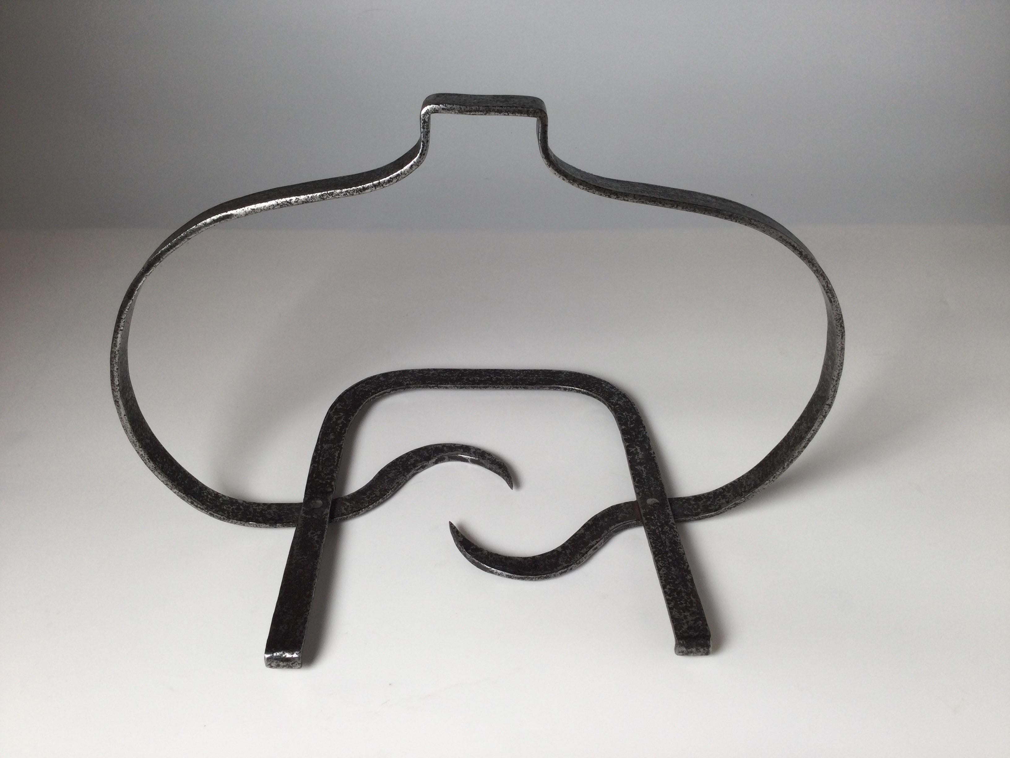 Antique Early hand forged fireplace cooking trivet. This was used to hold pots inside a stone fireplace in the 19th Century.