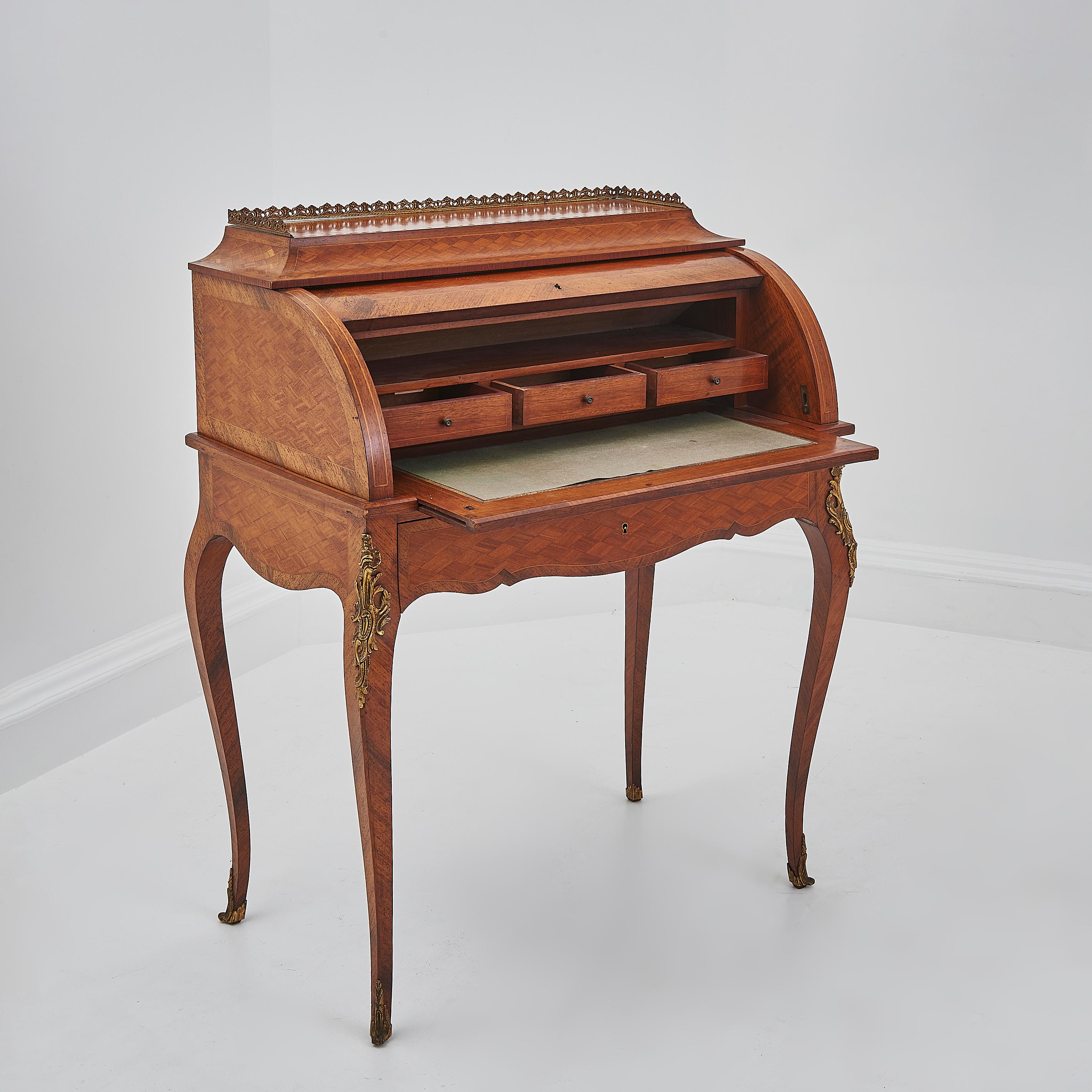 Louis XV French 19th Century Antique Satinwood Bureau / Desk For Sale