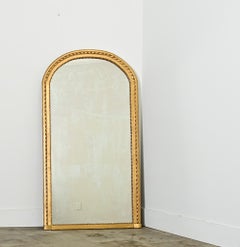 French 19th Century Arched Top Gold Gilt Mirror