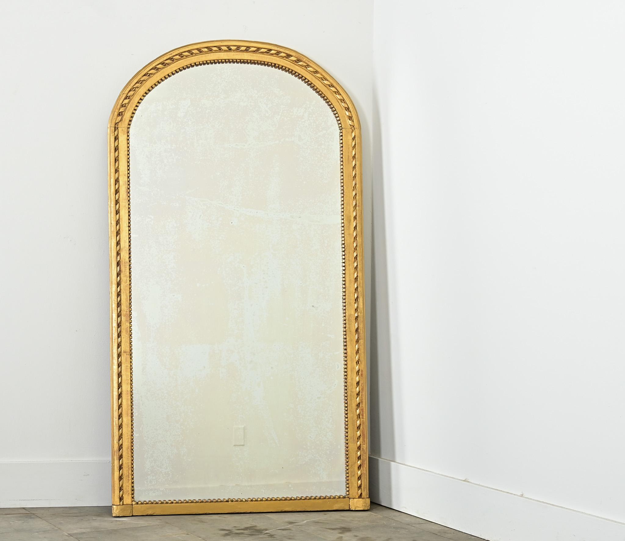 Louis Philippe French 19th Century Arched Top Gold Gilt Mirror For Sale