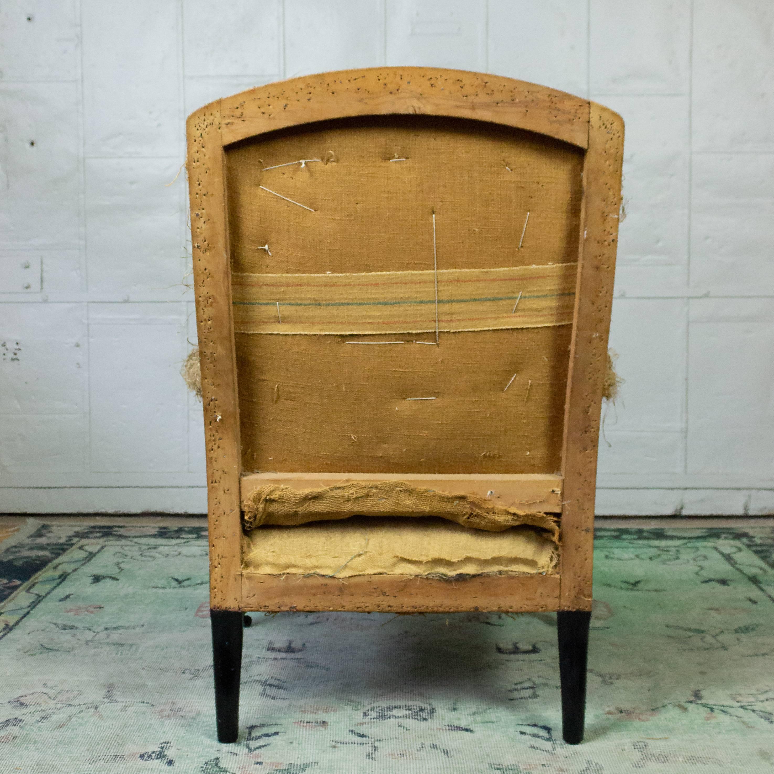 Muslin French 19th Century Armchair in Burlap