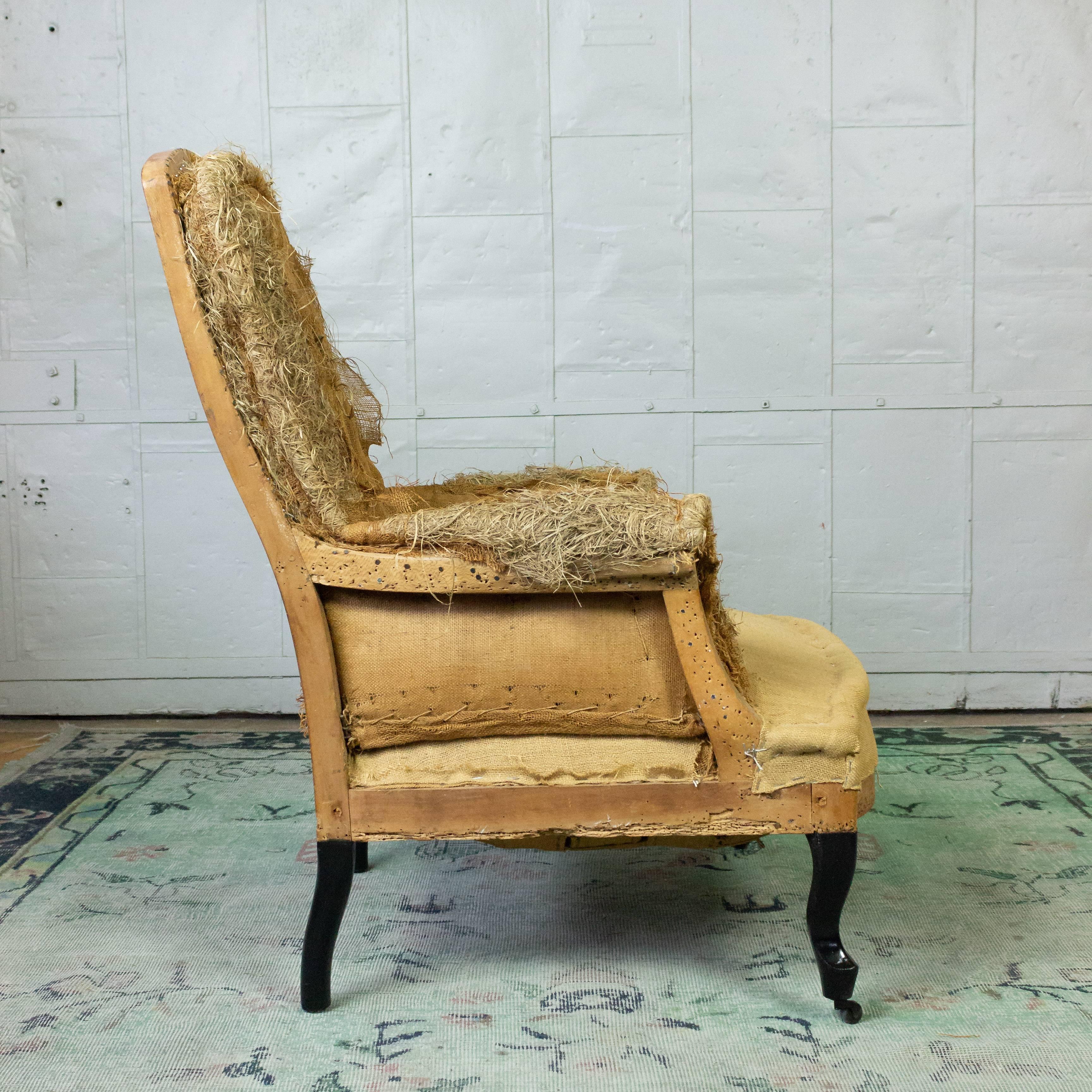 French 19th Century Armchair in Burlap 3