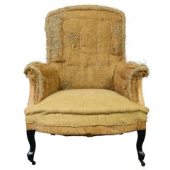 French 19th Century Armchair in Burlap
