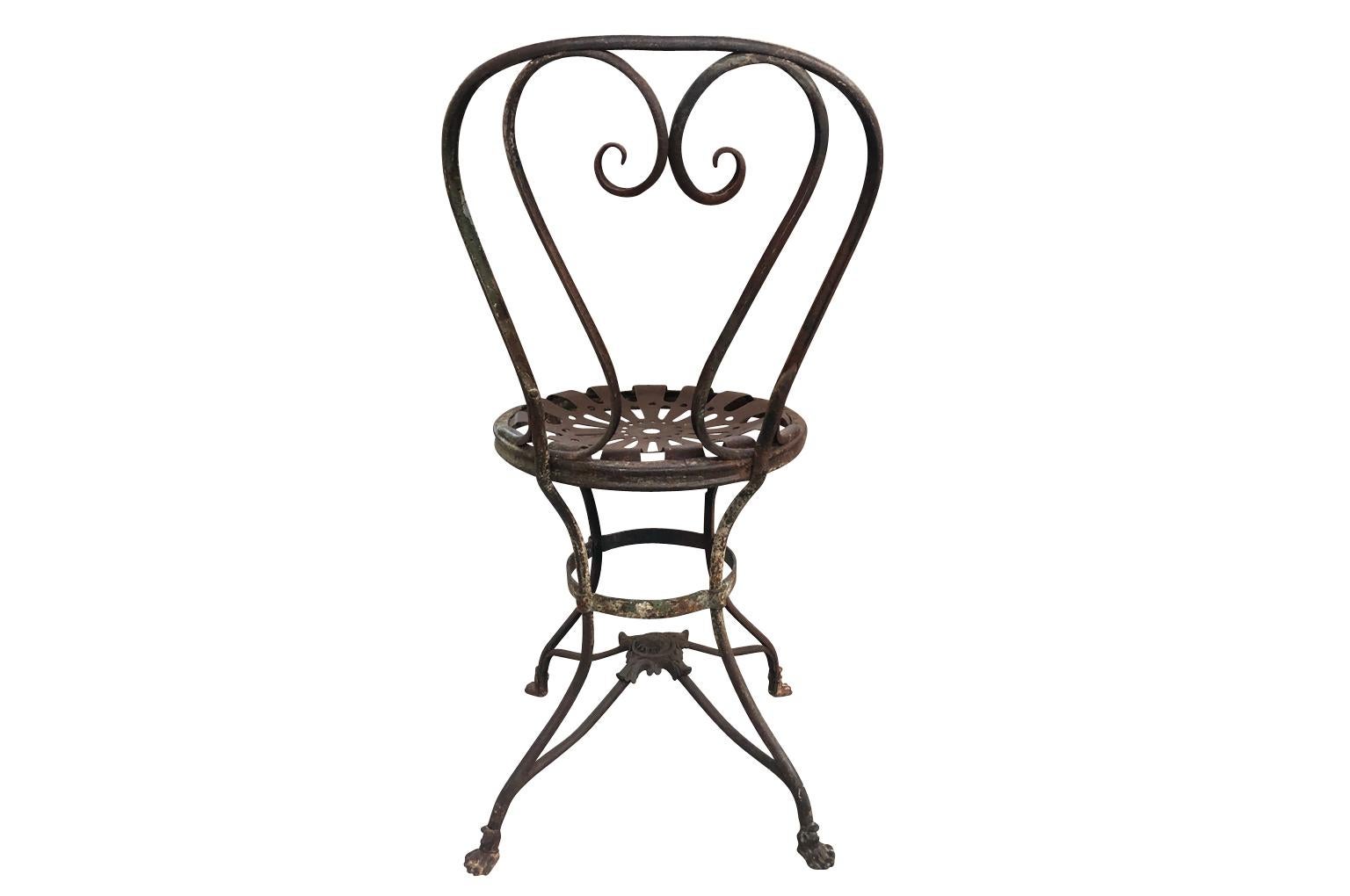 Iron French 19th Century Arras Garden Chair For Sale