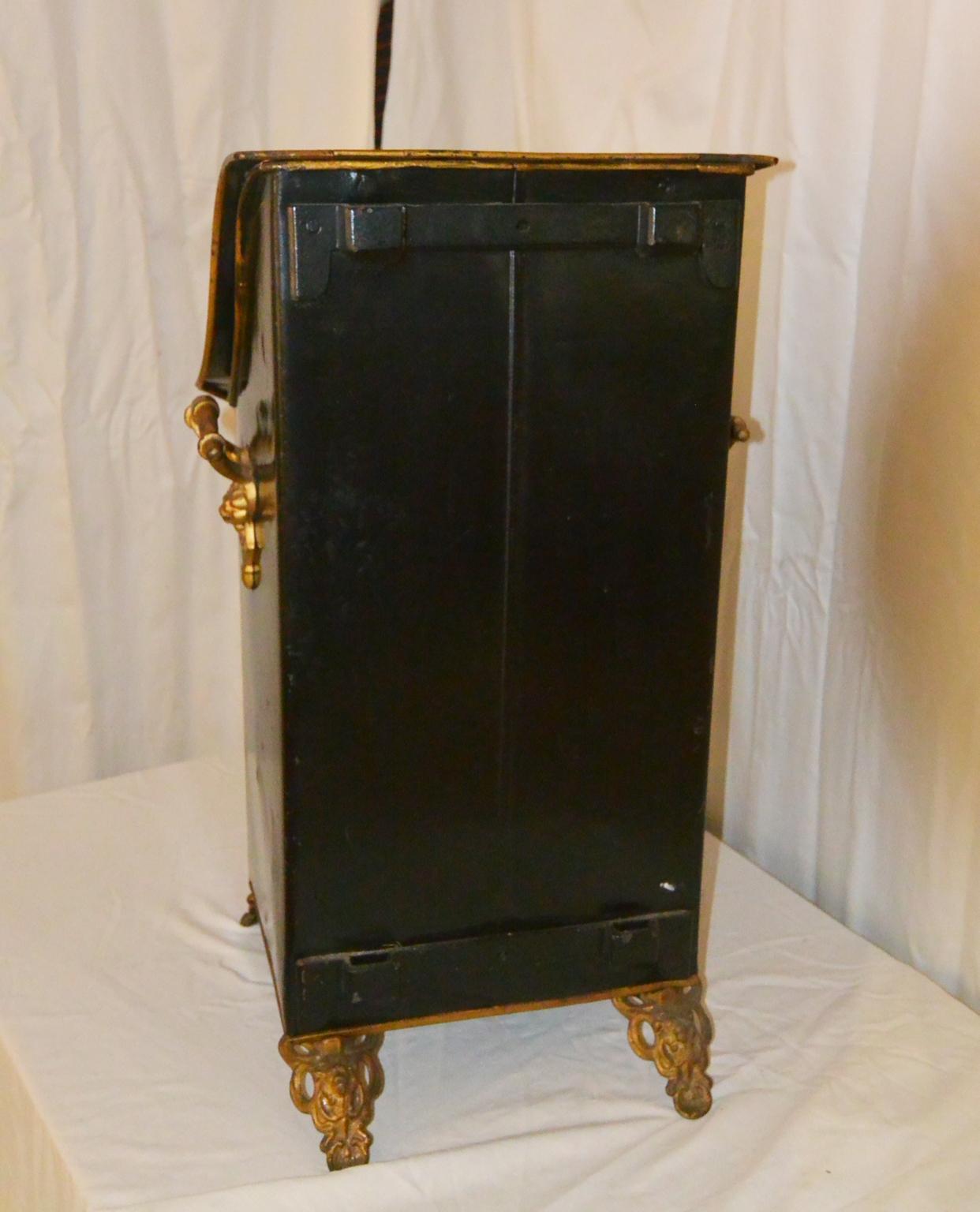 French 19th Century Art Nouveau Chinoiserie Decorated Tole Coal Hod and Liner For Sale 3