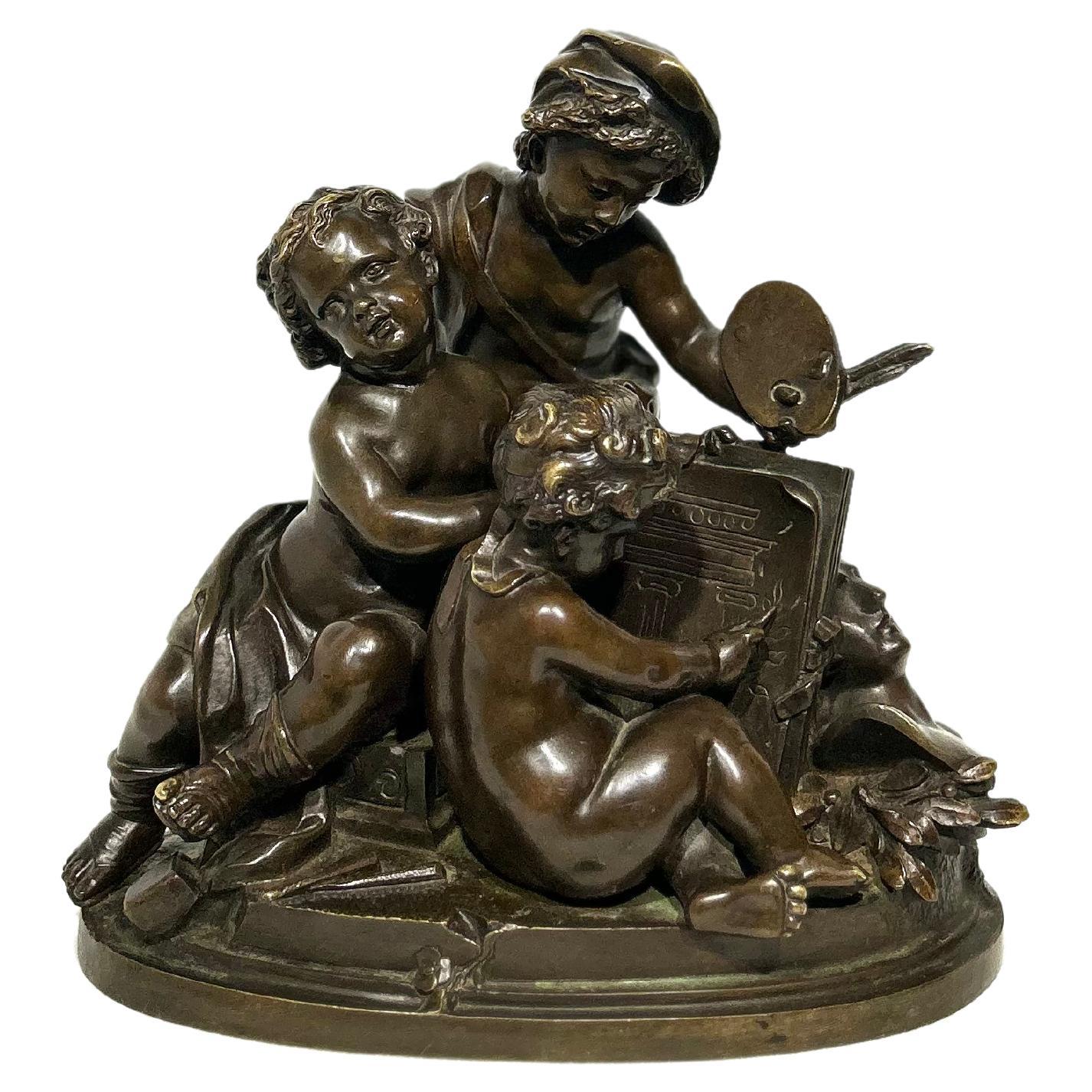 French 19th Century Art Scholar Statue For Sale
