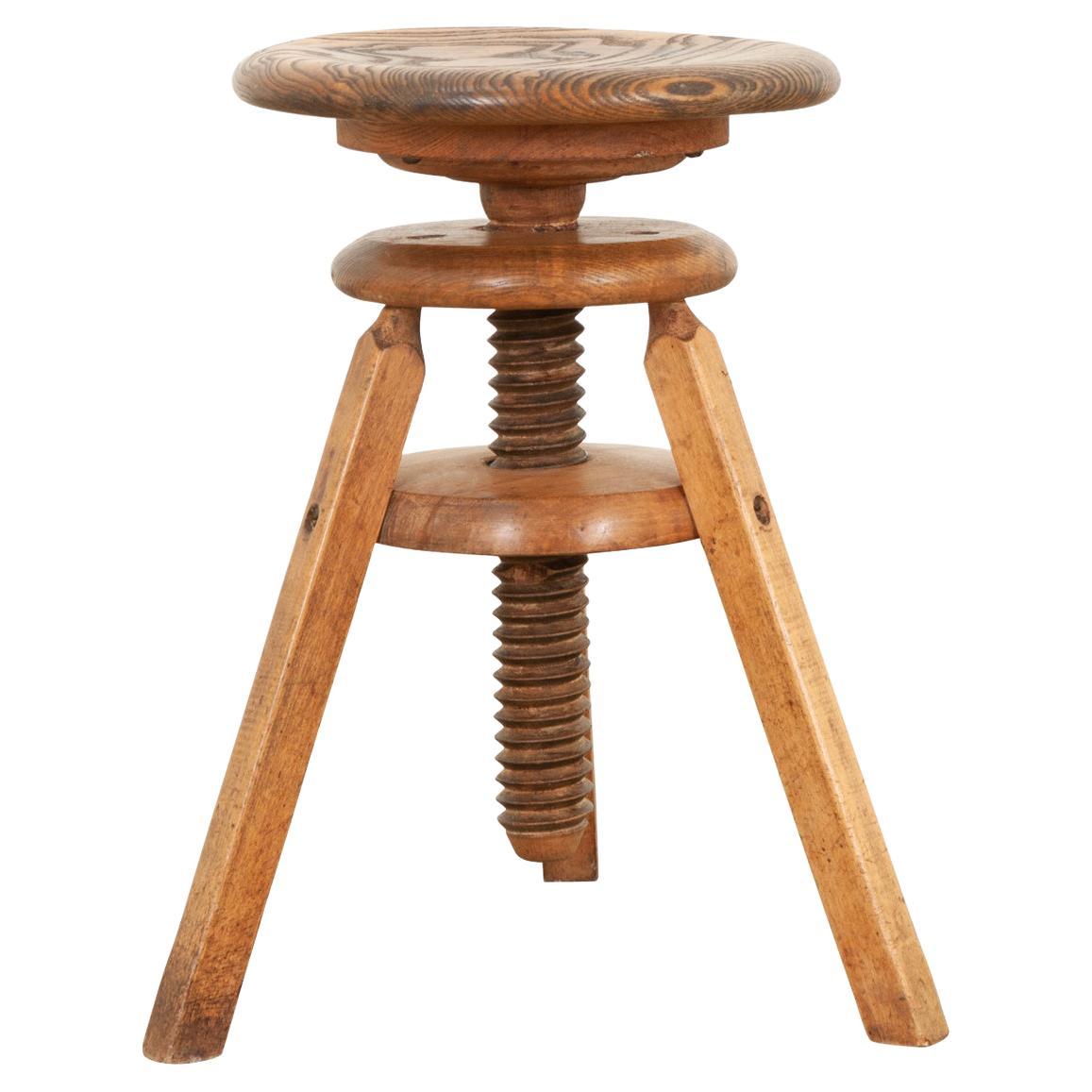 French 19th Century Ash Adjustable Stool For Sale