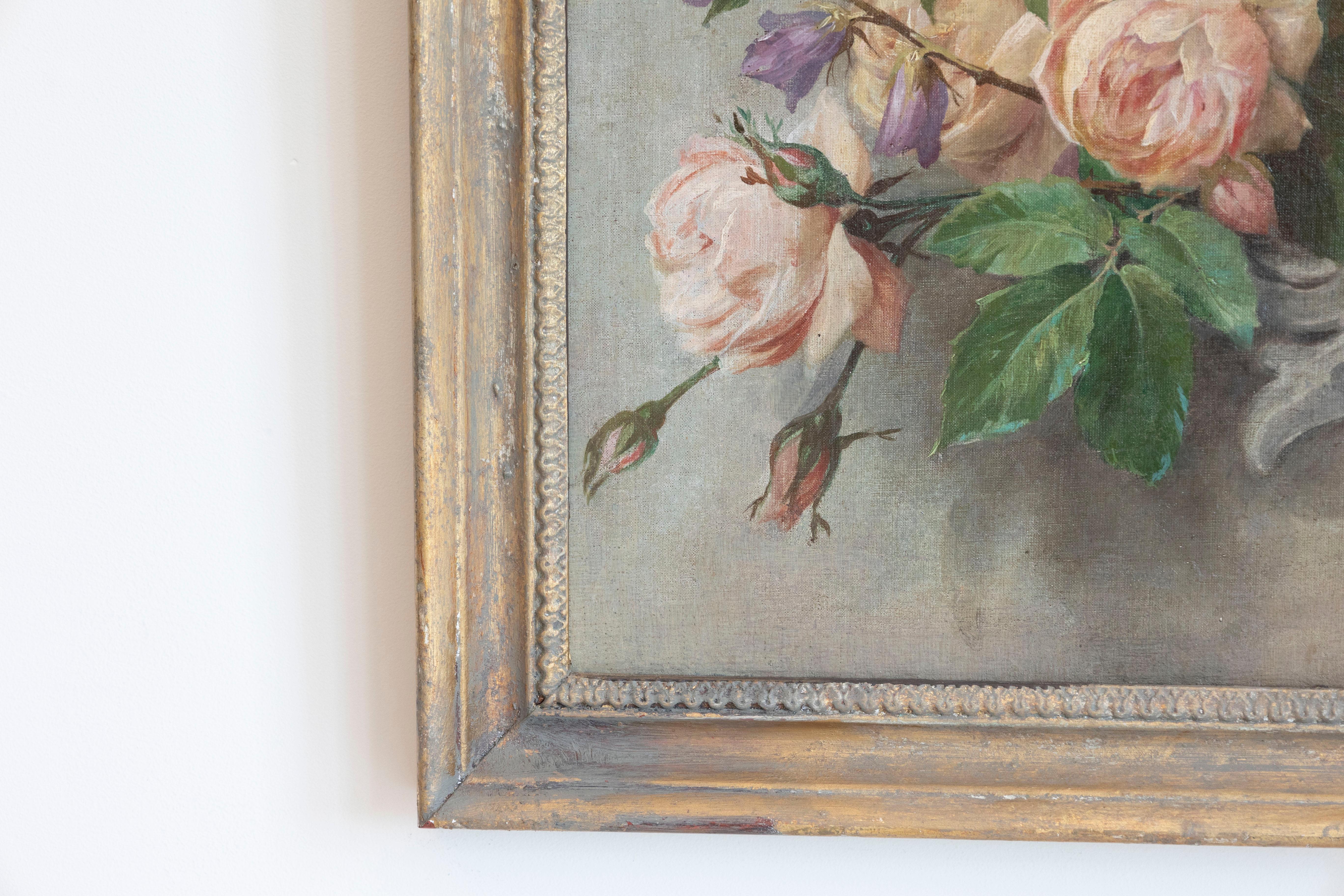 French 19th Century Aubusson Cartoon with Floral Decor Surrounding a Cherub For Sale 1