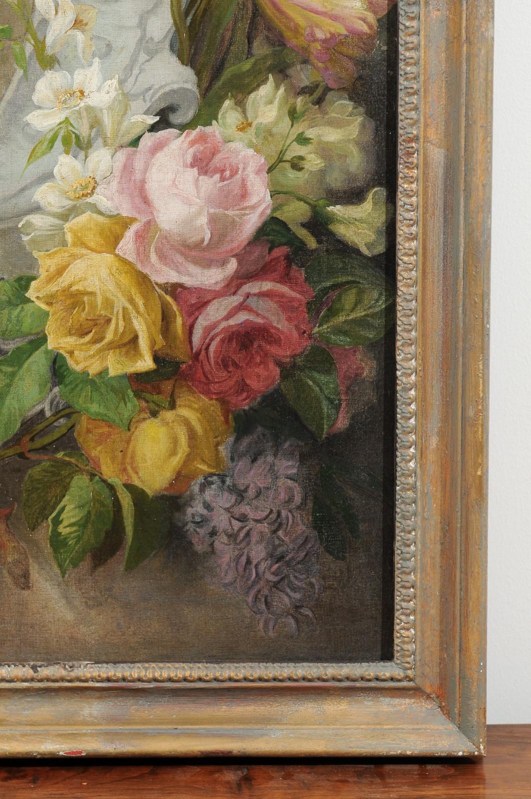 French 19th Century Aubusson Cartoon with Floral Decor Surrounding a Cherub 4