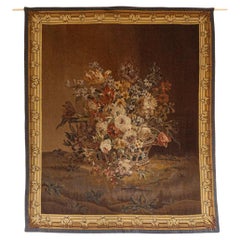 Antique French 19th Century Aubusson Tapestry Depicting a Lively Bouquet of Flowers