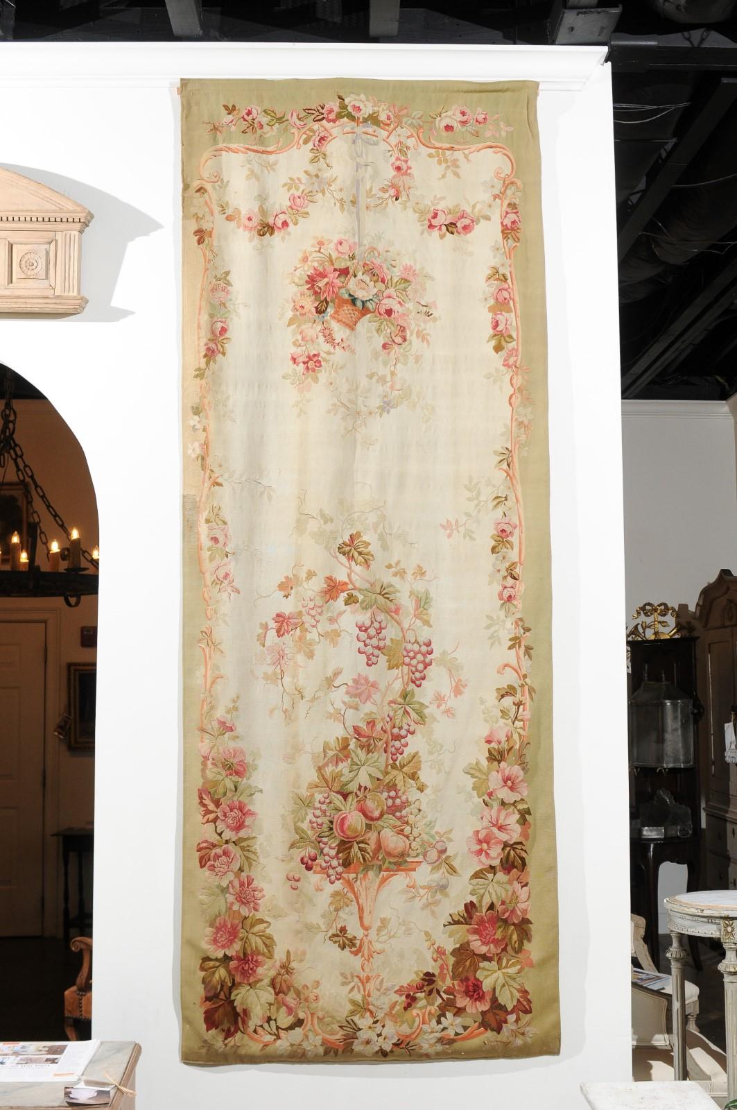French 19th Century Aubusson Tapestry with Flower and Fruit Decor, Two Available 10