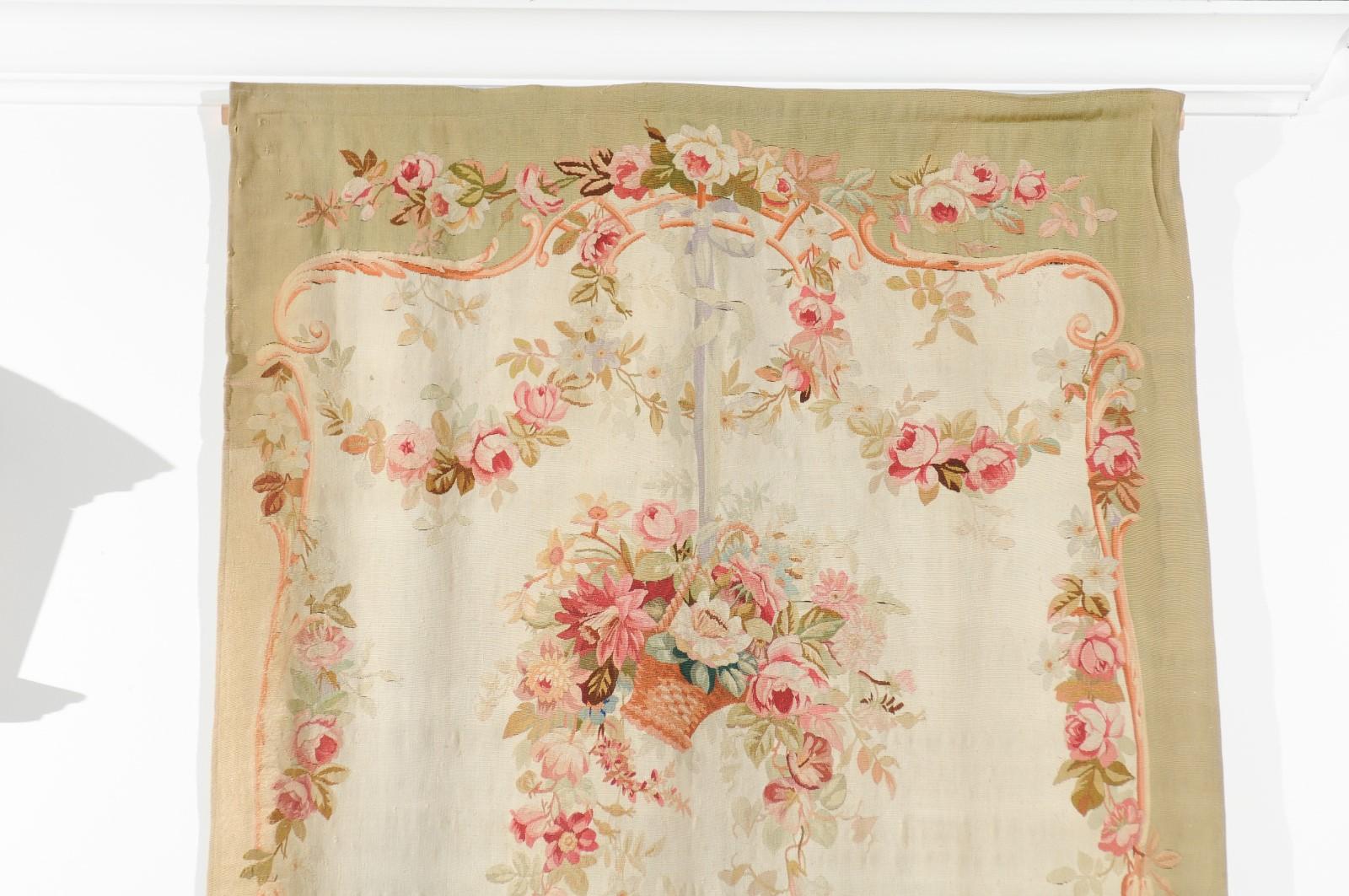 French 19th Century Aubusson Tapestry with Flower and Fruit Decor, Two Available 11