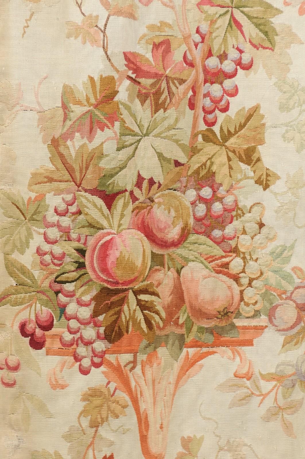 Woven French 19th Century Aubusson Tapestry with Flower and Fruit Decor, Two Available