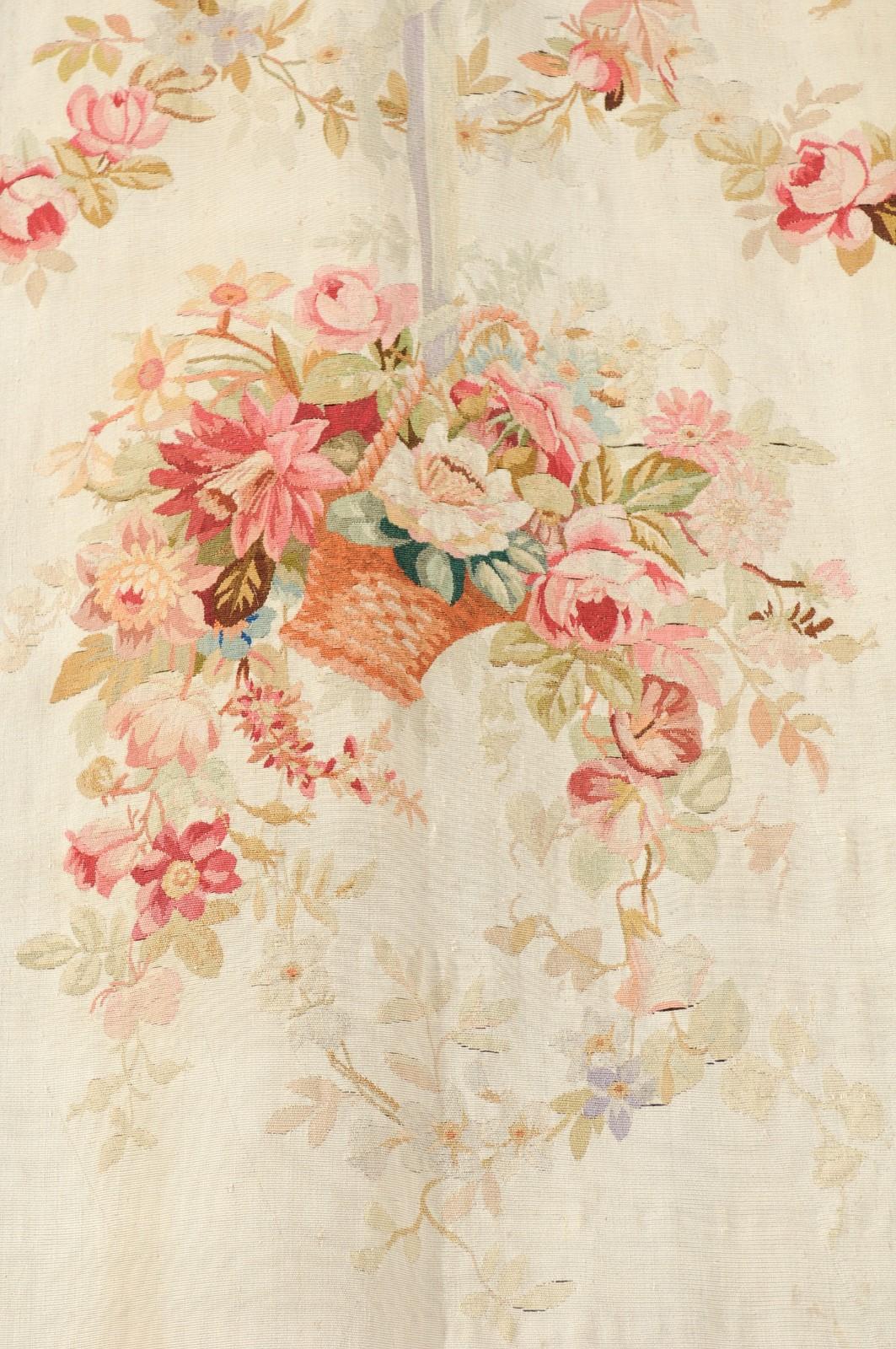 French 19th Century Aubusson Tapestry with Flower and Fruit Decor, Two Available In Good Condition In Atlanta, GA