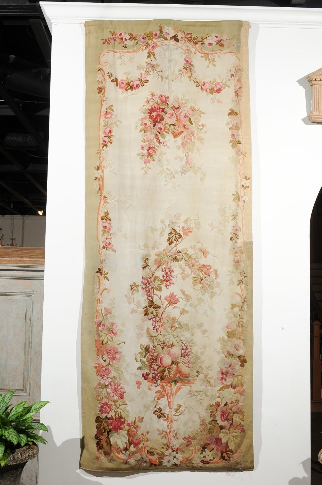 French 19th Century Aubusson Tapestry with Flower and Fruit Decor, Two Available 2