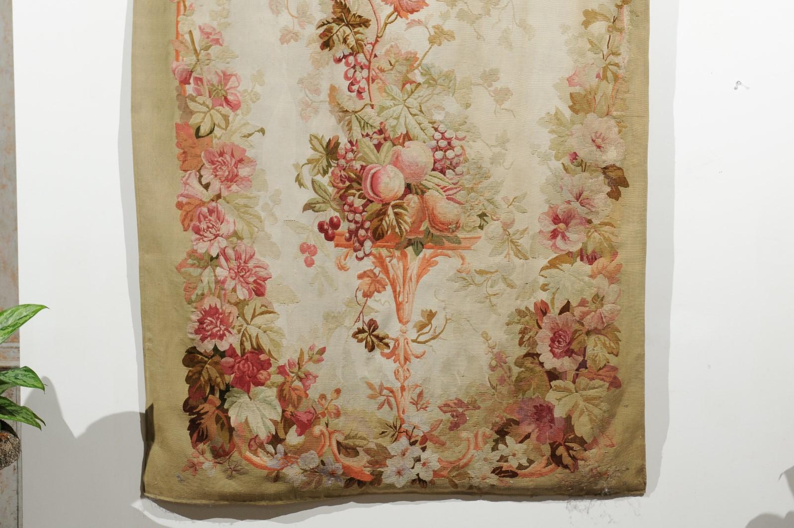 French 19th Century Aubusson Tapestry with Flower and Fruit Decor, Two Available 3