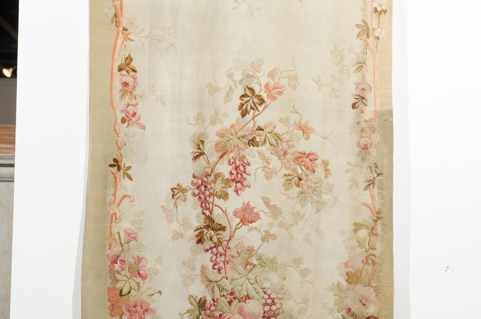 French 19th Century Aubusson Tapestry with Flower and Fruit Decor, Two Available 4