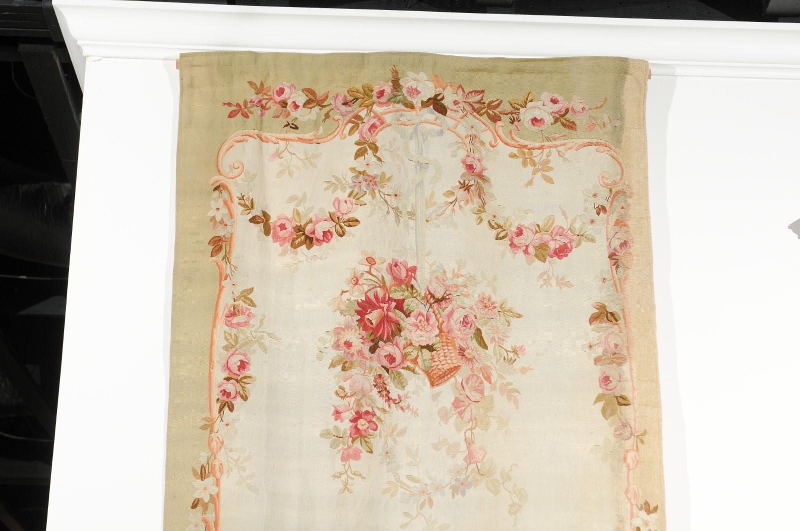 French 19th Century Aubusson Tapestry with Flower and Fruit Decor, Two Available 5