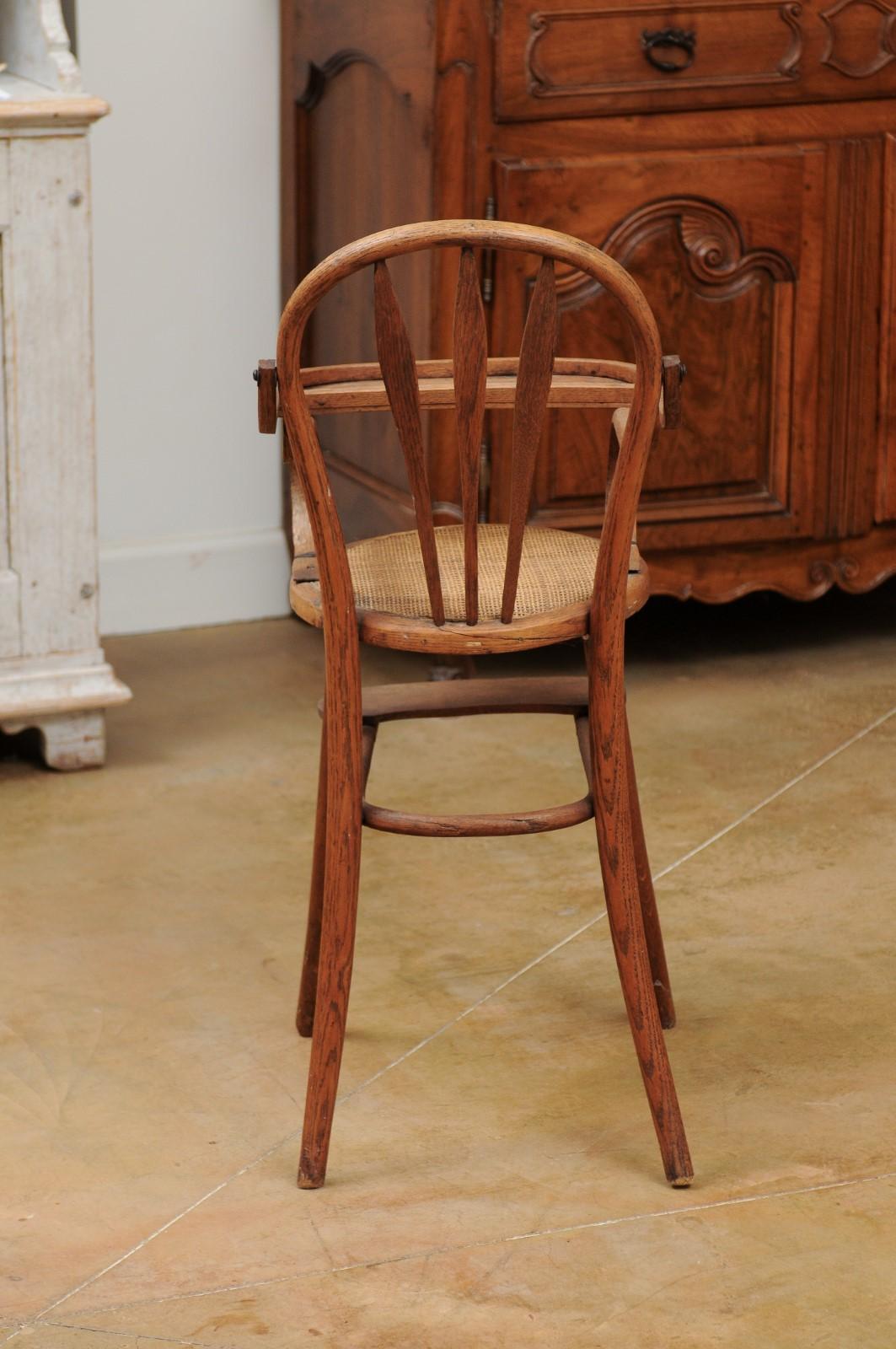 French 19th Century Baby's High Chair with Cane Seat and Weathered Patina 1