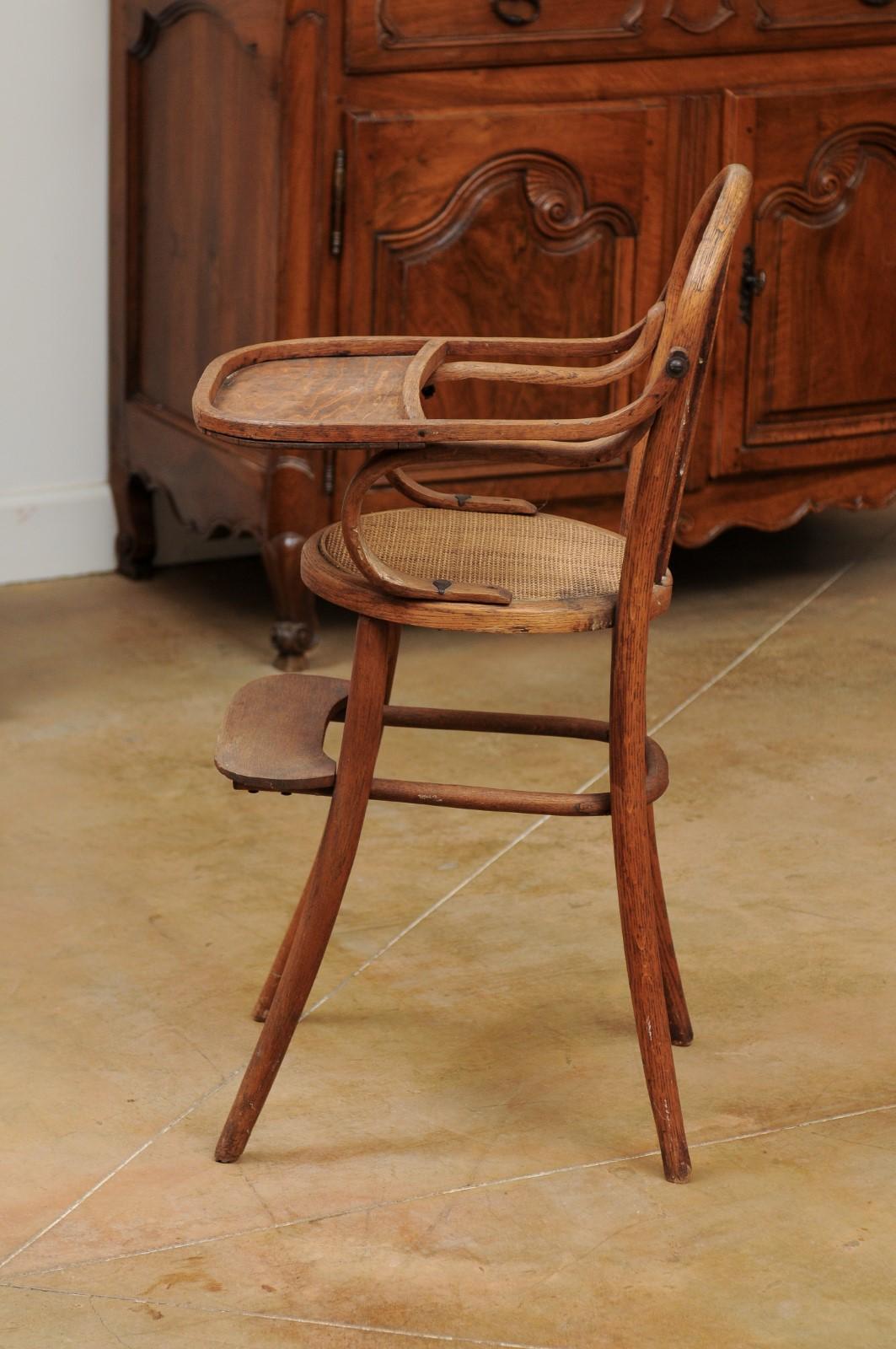 French 19th Century Baby's High Chair with Cane Seat and Weathered Patina 2
