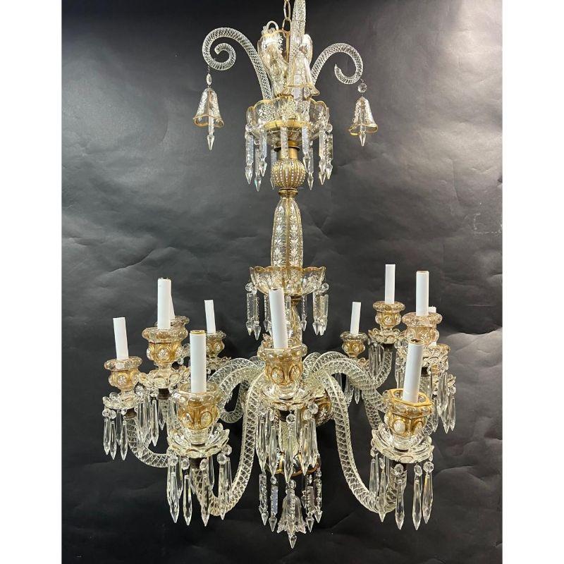 French Provincial French 19th Century Baccarat 12-Light Chandelier For Sale