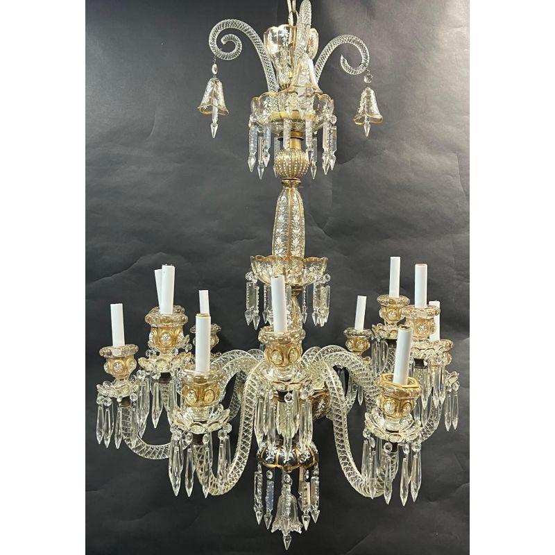 Hand-Crafted French 19th Century Baccarat 12-Light Chandelier For Sale