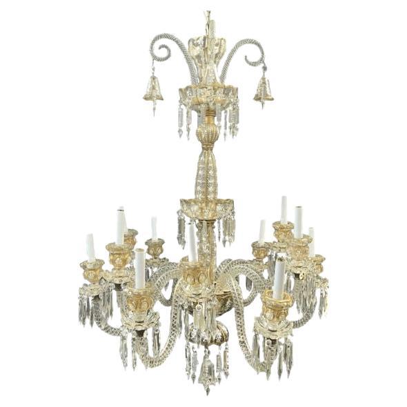 French 19th Century Baccarat 12-Light Chandelier For Sale