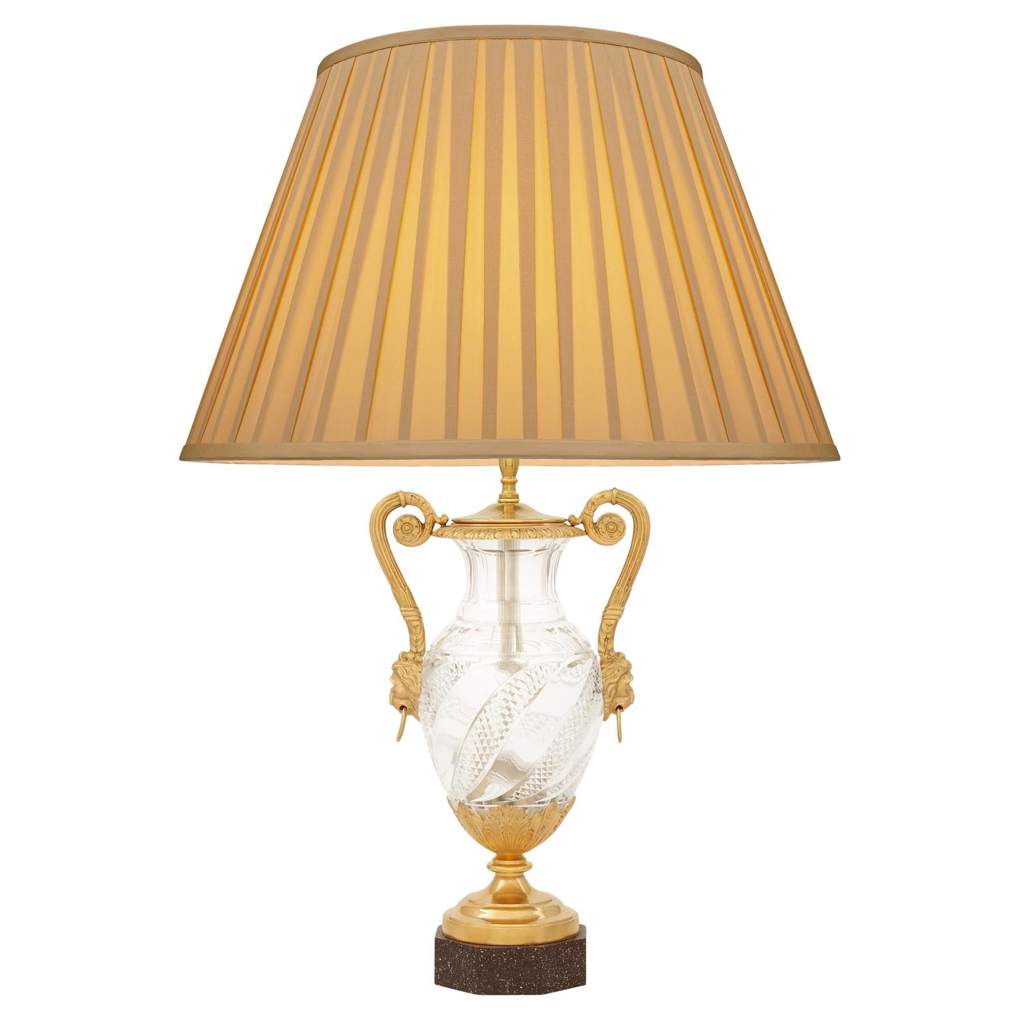 French 19th century Baccarat Crystal and Ormolu lamp For Sale