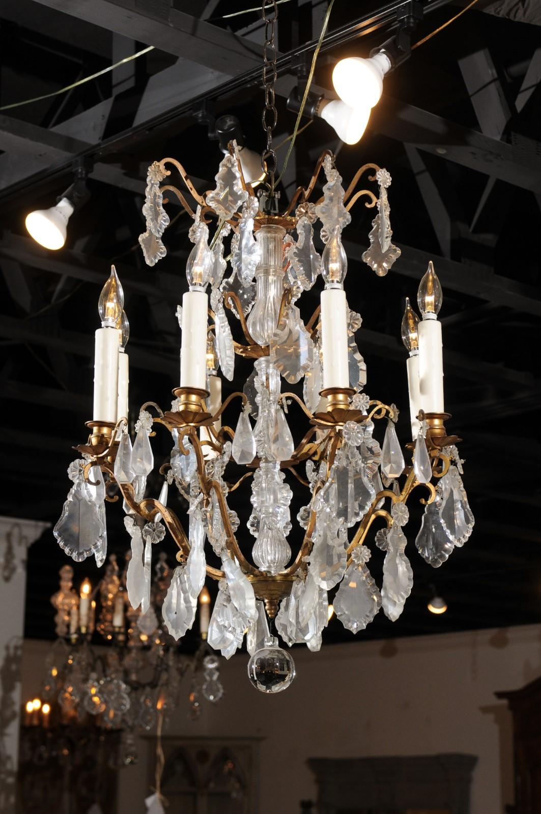 French 19th Century Baccarat Crystal Eight-Light Chandelier with Brass Armature 3