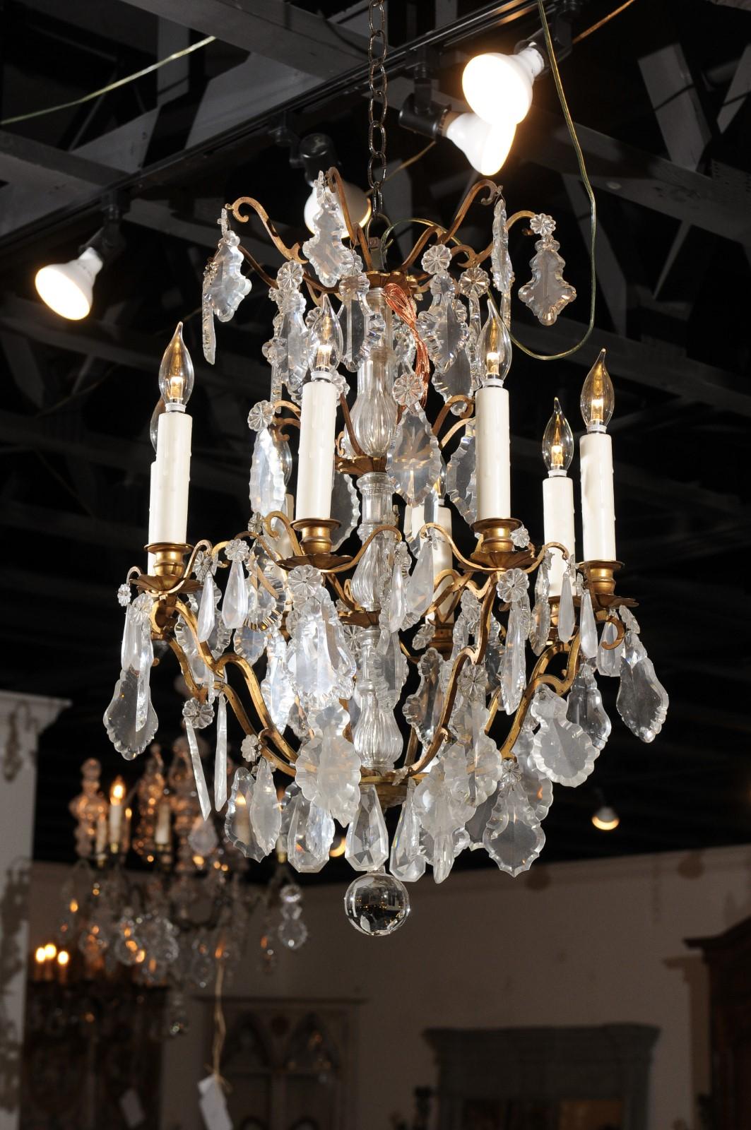 French 19th Century Baccarat Crystal Eight-Light Chandelier with Brass Armature 4