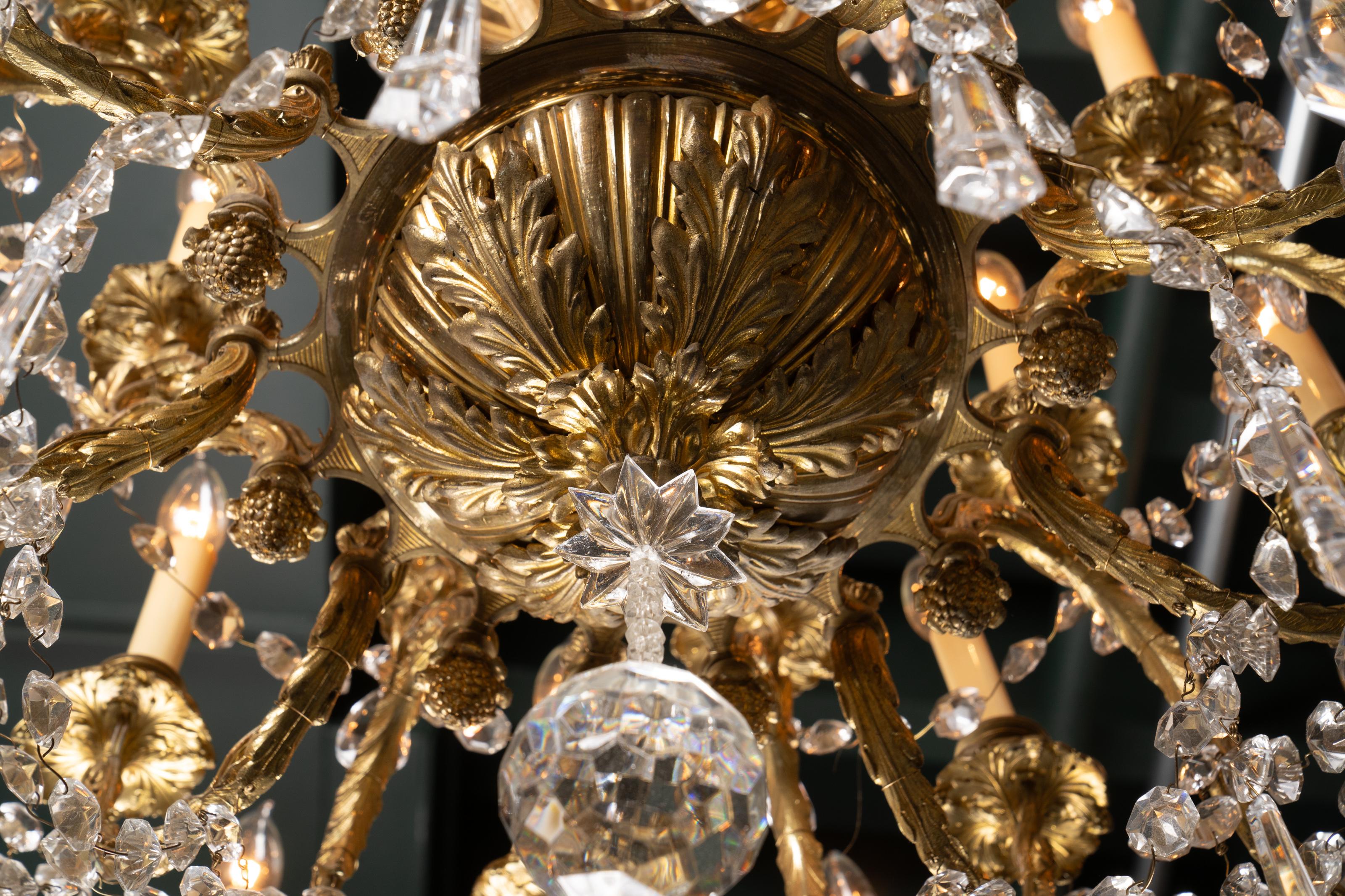 French 19th Century Baccarat Napoleon III Chandelier, Bronze d’Ore, Ram Heads For Sale 1