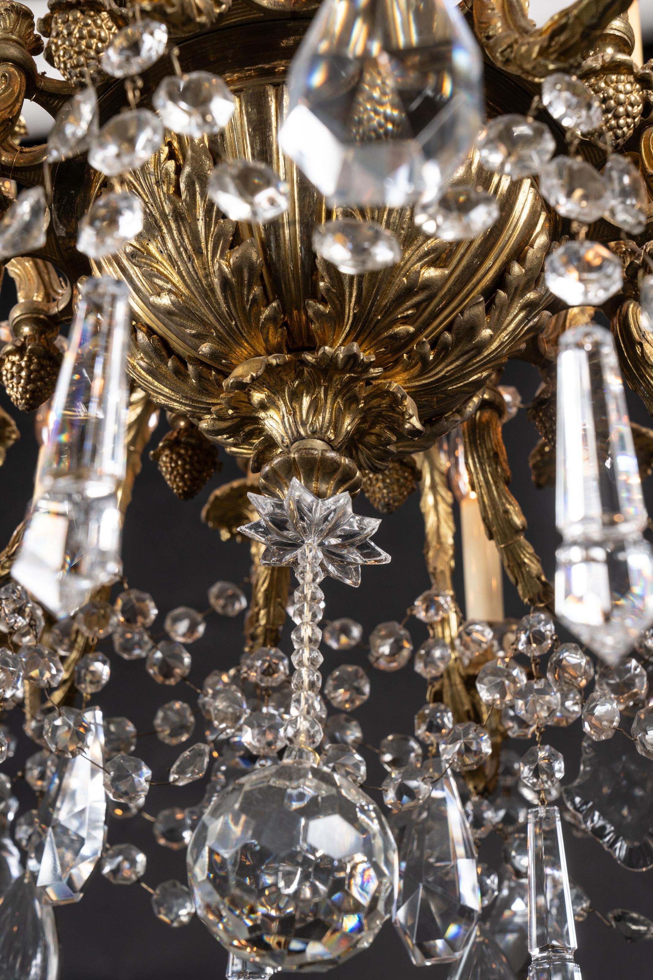 French 19th Century Baccarat Napoleon III Chandelier, Bronze d’Ore, Ram Heads For Sale 2